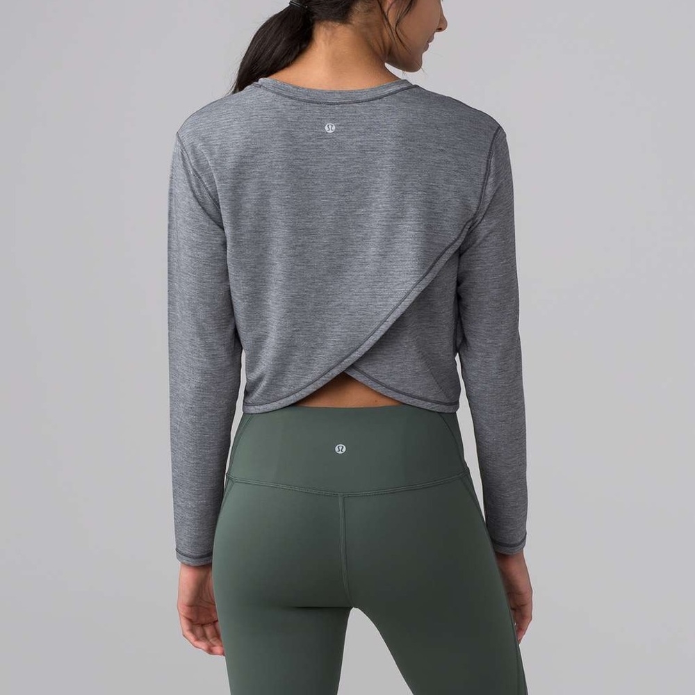 Grey lululemon cross back crop top